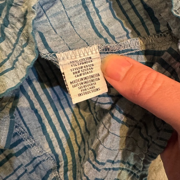 Habitat Blue Striped Textured Button Down Shirt - Picture 5 of 5